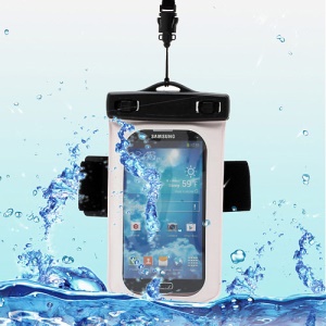 Premium Waterproof Bag Case with Armband &amp; Necklace for Samsung Galaxy S4 I9500 / S3 i9300 (Size:150x90mm) - White