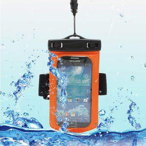 Premium Waterproof Bag Case with Armband &amp; Necklace for Samsung Galaxy S4 I9500 / S3 i9300 (Size:150x90mm) - Orange