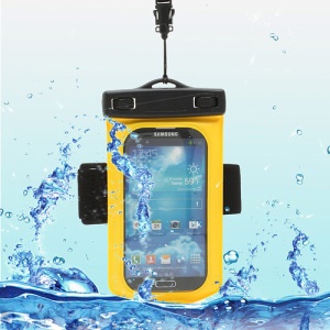 Premium Waterproof Bag Case with Armband &amp; Necklace for Samsung Galaxy S4 I9500 / S3 i9300 (Size:150x90mm) - Yellow