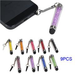 9PCS Rhinestones Inlaid Capacitive Stylus Touch Pen for iPhone 5 iPad Mini iPad 4 Samsung Nokia HTC