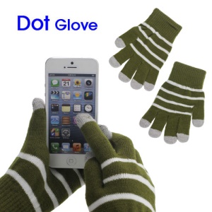 Unisex Warm Knit Capacitive Touch Screen Gloves Horizontal Stripe for iPhone iPad iPod Samsung i9300 Galaxy S3 - Army Green