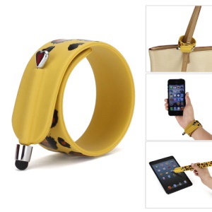 KTWO Leopard Pattern Wrist Slap Capacitive Touch Screen Pen Stylus for iPhone iPad iPod Samsung HTC LG - Dark Yellow