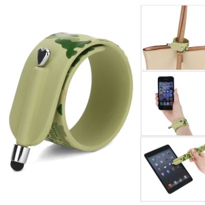 KTWO Camouflage Pattern Wrist Slap Capacitive Touch Screen Pen Stylus for iPhone iPad iPod Samsung HTC LG - Green