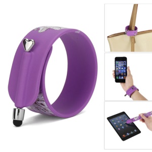 KTWO Flower Pattern Wrist Slap Capacitive Touch Screen Pen Stylus for iPhone iPad iPod Samsung HTC LG - Purple