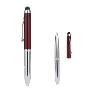 3 in 1 Stylus Touch Pen w/ Ballpoint Pen LED Flashlight for iPhone iPad iPod Samsung HTC LG Nokia - Red