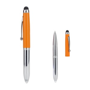 3 in 1 LED Touch Pen Stylus and Ballpoint Pen for iPhone iPad iPod Samsung HTC LG Nokia - Orange