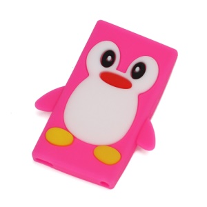 3D Penguin Flex Soft Silicone Back Cover Case for iPod Nano 7 - Rose