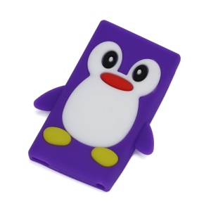 3D Penguin Flex Soft Silicone Back Cover Case for iPod Nano 7 - Purple