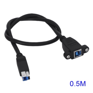 Super Speed USB 3.0 B Type Male to Female Extension Cable with Panel Mount Screws