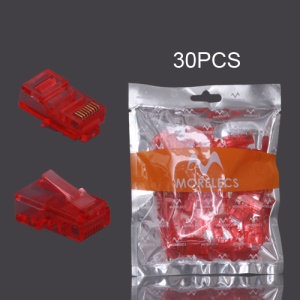 30PCS RJ45 CAT5 8P8C Crystal Network Modular Connector - Red