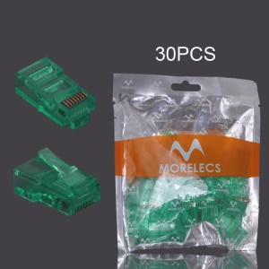 30PCS RJ45 CAT5 8P8C Crystal Network Modular Connector - Light Green