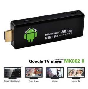 Rikomagic MK802II Android 4.0 Mini PC Internet WiFi Google TV Box - Black