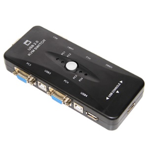 New 4-Port USB 2.0 KVM Switch Box w/ 4 Cables Set