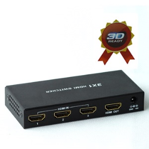 3x1 3 Port HDMI Switcher Selector with Remote ,Support 3D HDMI 1.3 and 1080P