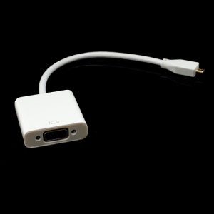 Micro HDMI to VGA Video + 3.5mm Audio Converter Adapter Cable - White