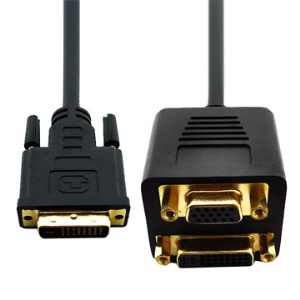 DVI 24+5 Male to DVI 24+5 Female and VGA 15Pin Female Cable (35cm)