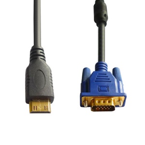 1080P 24K Gold Mini HDMI to VGA HD-15 Male Cable (1M/6FT)