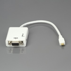 Micro HDMI to VGA + Aduio HD Conversion Cable Adapter 24cm - White