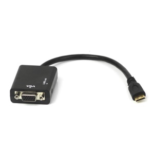 Mini HDMI to VGA + Aduio HD Conversion Cable Adapter 24cm - Black