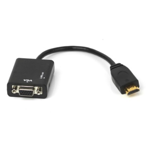 HDMI to VGA + Aduio HD Conversion Cable Adapter 24cm - Black