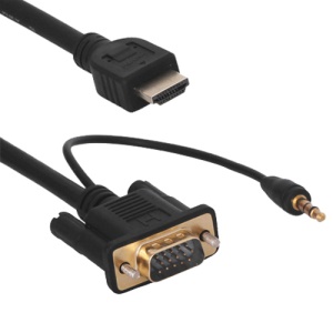 HDMI Male to VGA 15pin Male + 3.5mm Audio Cable 2M