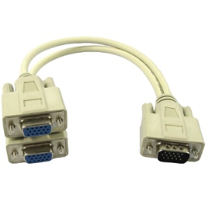 2 into 1 Monitor PC VGA Y Splitter Cable
