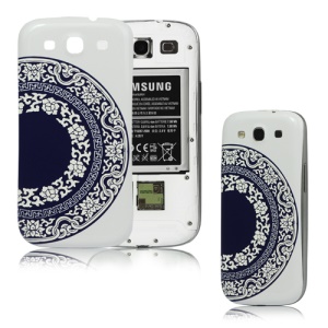 Blue and White Porcelain Embossed Back Cover Housing for Samsung i9300 Galaxy S3