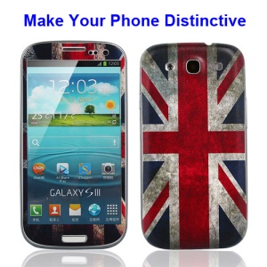 Relief Union Jack Back Cover w/ Front Decal Sticker for Samsung i9300 Galaxy S3 iii
