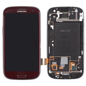 AT&amp;T Samsung Galaxy S III SGH-I747 LCD Assembly with Touch Screen + Middle Frame - Red