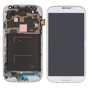 LCD Assembly with Touch Screen Digitizer + Middle Frame + Sensor Flex Cable for Samsung Galaxy S 4 IV I9505 - White