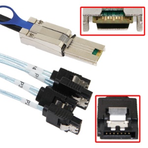 Mini SAS (SFF-8088) to (4) SATA Cable,Length:1m
