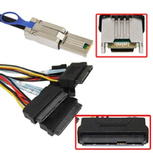 Mini SAS 26pin SFF-8088 to (4) SAS SFF-8482 29pin Cable,Length:1m