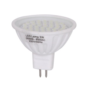 MR16 3W 6500K 160-Lumen SMD3528 44-LED Ceramic Light Bulb AC 220V - White
