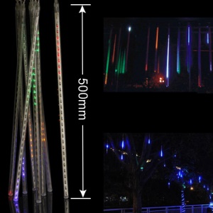 LED Meteor Shower Rain Tube Lights Outdoor Tree Decoration 8X 50cm Poles - RGB