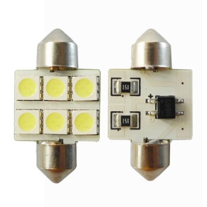 31MM 6SMD 5050 LED Car Interior Dome Light Reading Lamp(Package included 2 pcs)