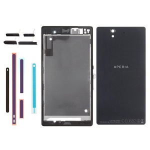 Black Full Housing Cover Faceplates with Side Buttons for Sony Xperia Z C6603 L36h