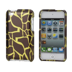 Snap-on Spot Pattern Plastic Hard Case for iPod Touch 4 - Gold / Coffee