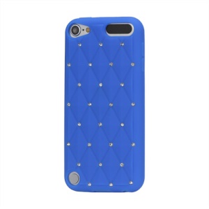 Babysbreath Rhinestone Silicone Skin Case for iPod Touch 5 - Dark Blue