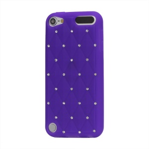 Babysbreath Rhinestone Silicone Skin Case for iPod Touch 5 - Purple