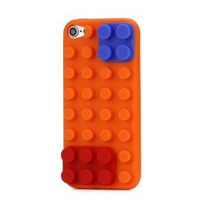 Stylish Building Block Silicone Case Cover for iPod Touch 5 - Orange