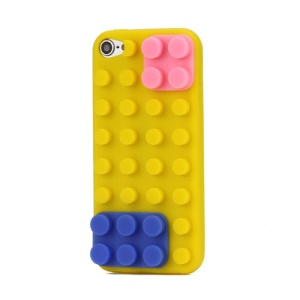Stylish Building Block Silicone Case Cover for iPod Touch 5 - Yellow