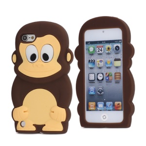 Cute 3D Monkey King Soft Protective Silicone Jelly Case for iPod Touch 5 - Coffee