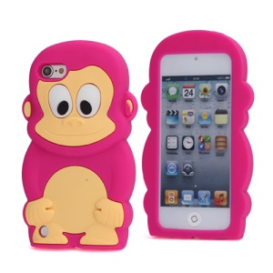 Cute 3D Monkey King Soft Protective Silicone Jelly Case for iPod Touch 5 - Rose