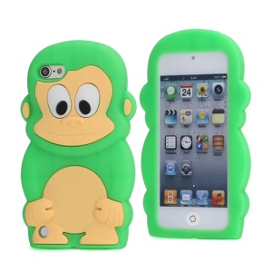 Cute 3D Monkey King Soft Protective Silicone Jelly Case for iPod Touch 5 - Green