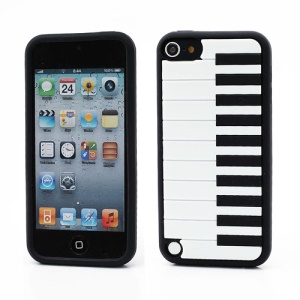 Piano Keys Design Soft Silicone Jelly Case Cover for iPod Touch 5 - White / Black