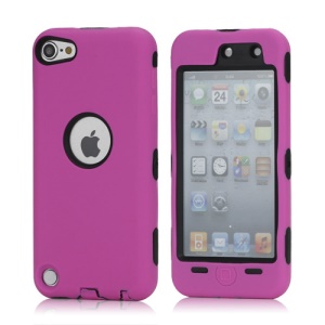 Snap-on Plastic and Silicone Combo Defender case for iPod Touch 5 - Black / Rose
