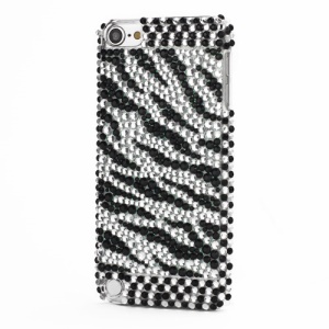 Zebra Black White Stripe Diamond Rhinestone Crystal Bling Case for iPod Touch 5