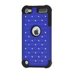 Shiny Diamond Hard Cover with Soft Silicone Core Hybrid Shell Case for iPod Touch 5 - Black / Blue
