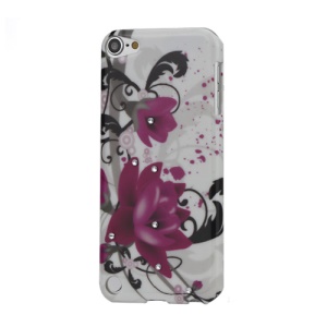 Red Flowers Diamante Smooth Hard Plastic Case for iPod Touch 5