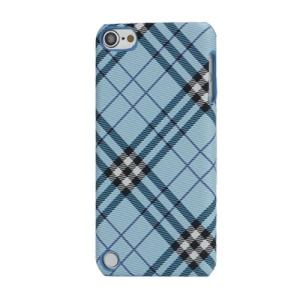 Stylish Plaid Pattern Leather Skin Hard Case for iPod Touch 5 - Blue